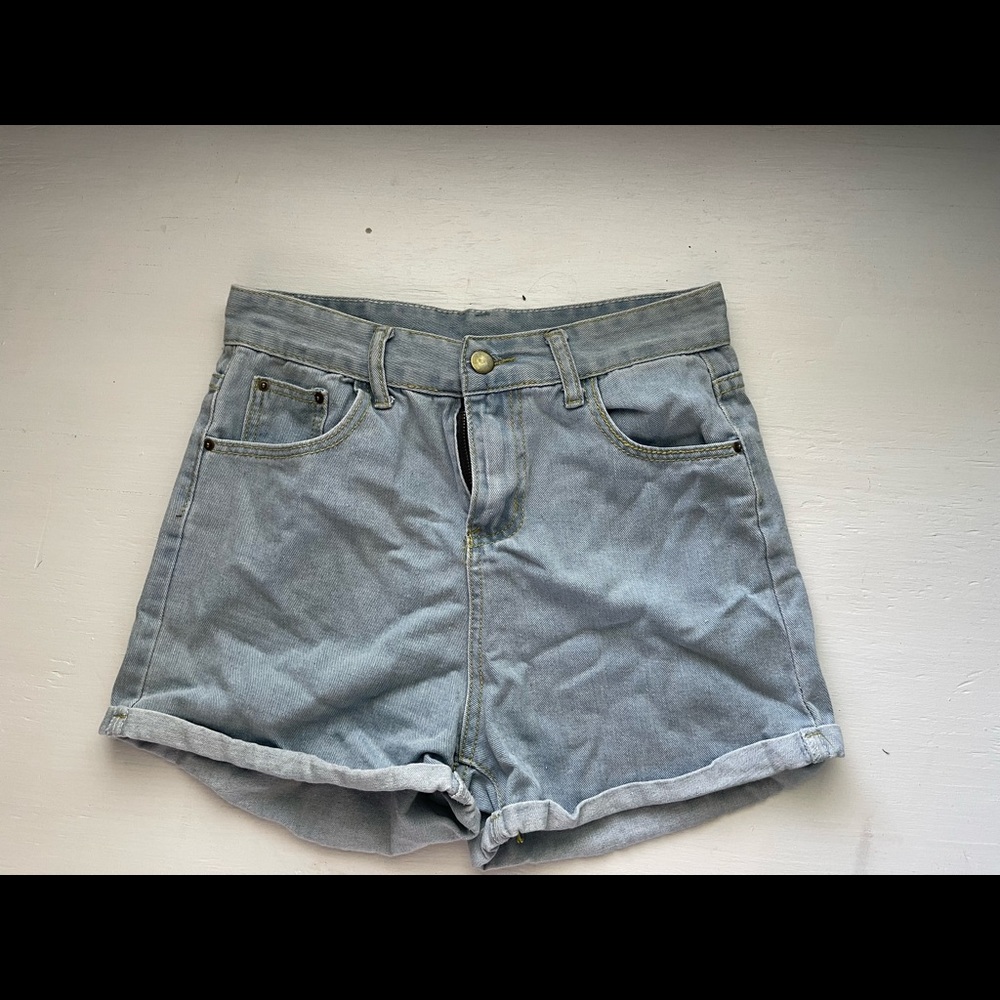 High waisted denim shorts